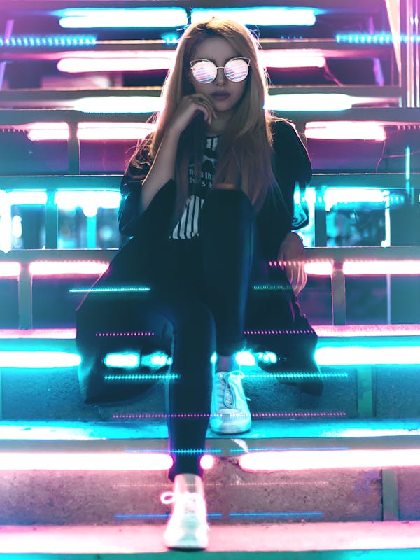 Wisteria Print V-Neck Dress